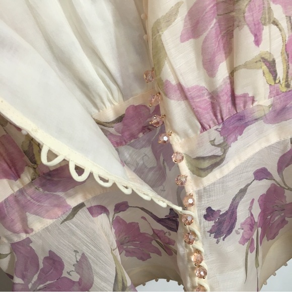 ZIMMERMANN Floral Two Piece Set Blouse & Shorts Lightweight Beach Spring - Picture 4 of 7